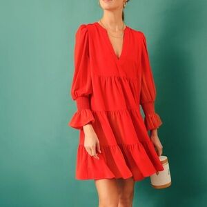 Tuckernuck Pomander Place Red Crepe Kenzo Dress Size M